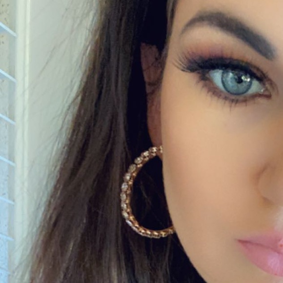 Luxury Big Diamond Round Hoop Earrings, NICE EARRINGS, CUTE EARRINGS - Picture 5 of 5